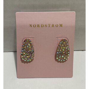 Nordstrom Pierced Earrings Multi Colored Gemstones Large Teardrop Shape New